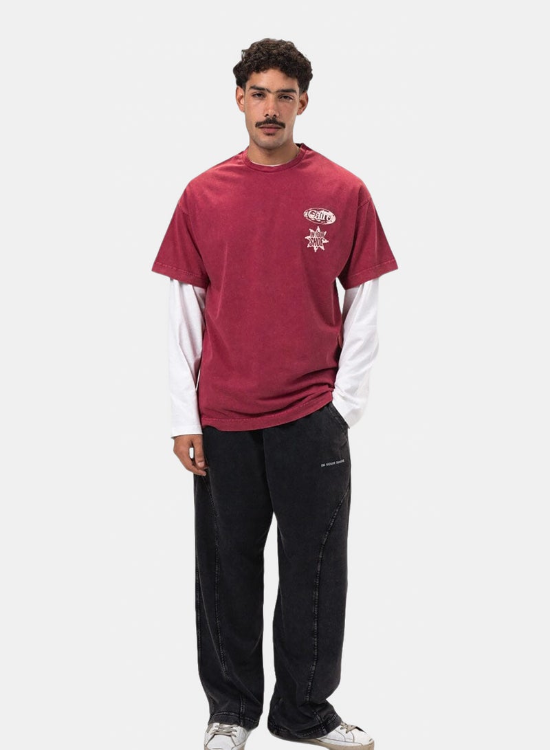 In Your Shoe Black Panneled Washed Wide Leg Swants - Image 2